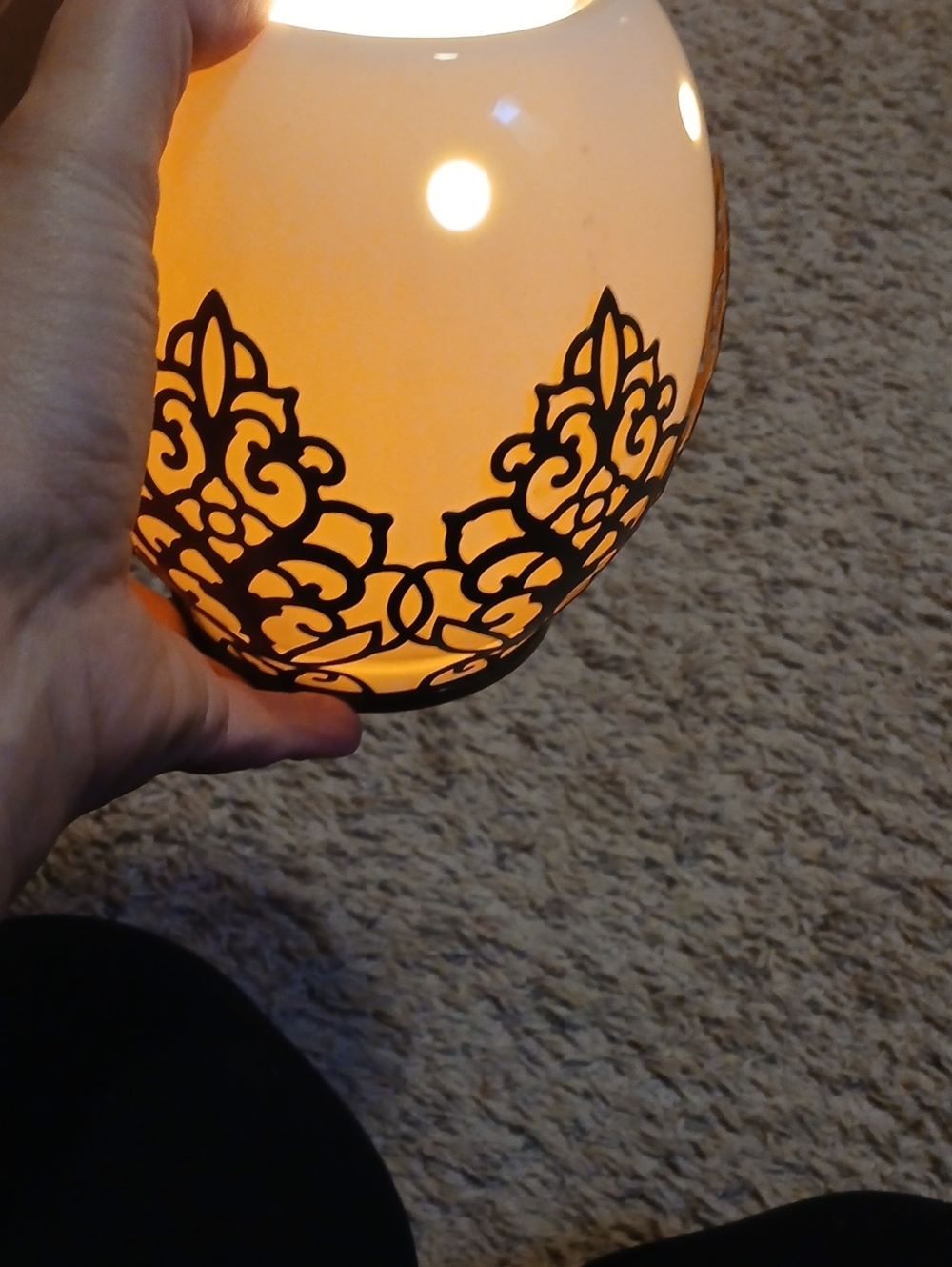Decorative Amber Glass Lamp  with Filigree Accent